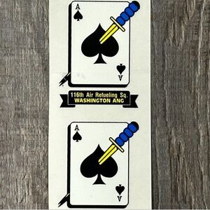 New Set of 2 USAF Military 116th Air Refueling Squadron Ace of Spades Stickers